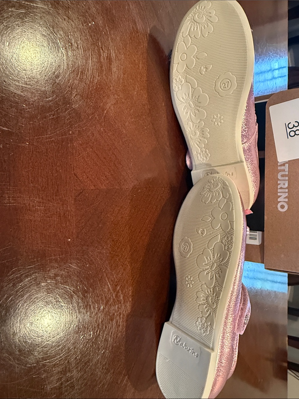 Naturino Girls Metallic Pink Mary Jane Shoes with Bow, Size 27 - Picture 2 of 3